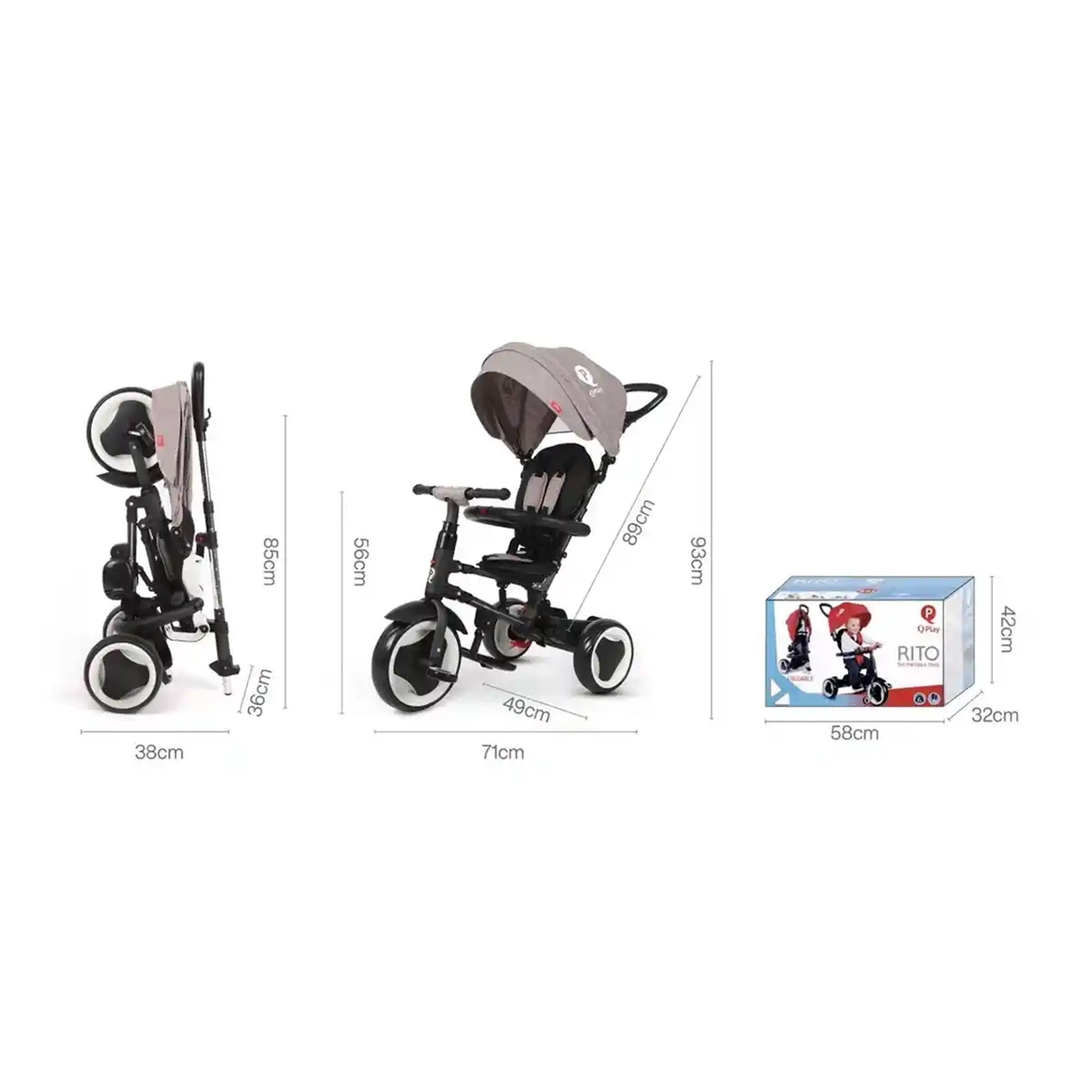 QPLAY RITO  folding trike red 10M-5Yrs old