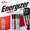 Energizer MAX Alkaline AA Batteries 2 Pack (E91BP2)