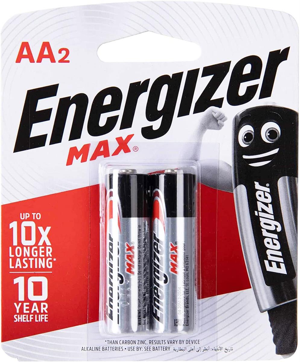 Energizer MAX Alkaline AA Batteries 2 Pack (E91BP2)