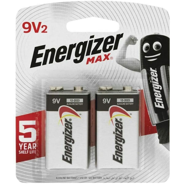 Energizer MAX Alkaline 9V Battery 2 Pack (522 BP2)