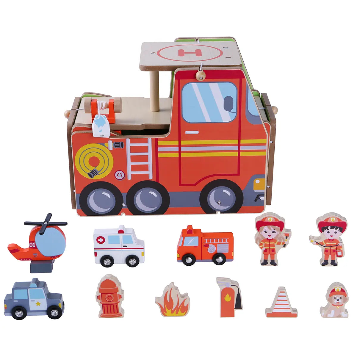 Edufun Wooden Fire Truck Parking Set 3yrs+