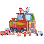 Edufun Wooden Fire Truck Parking Set 3yrs+