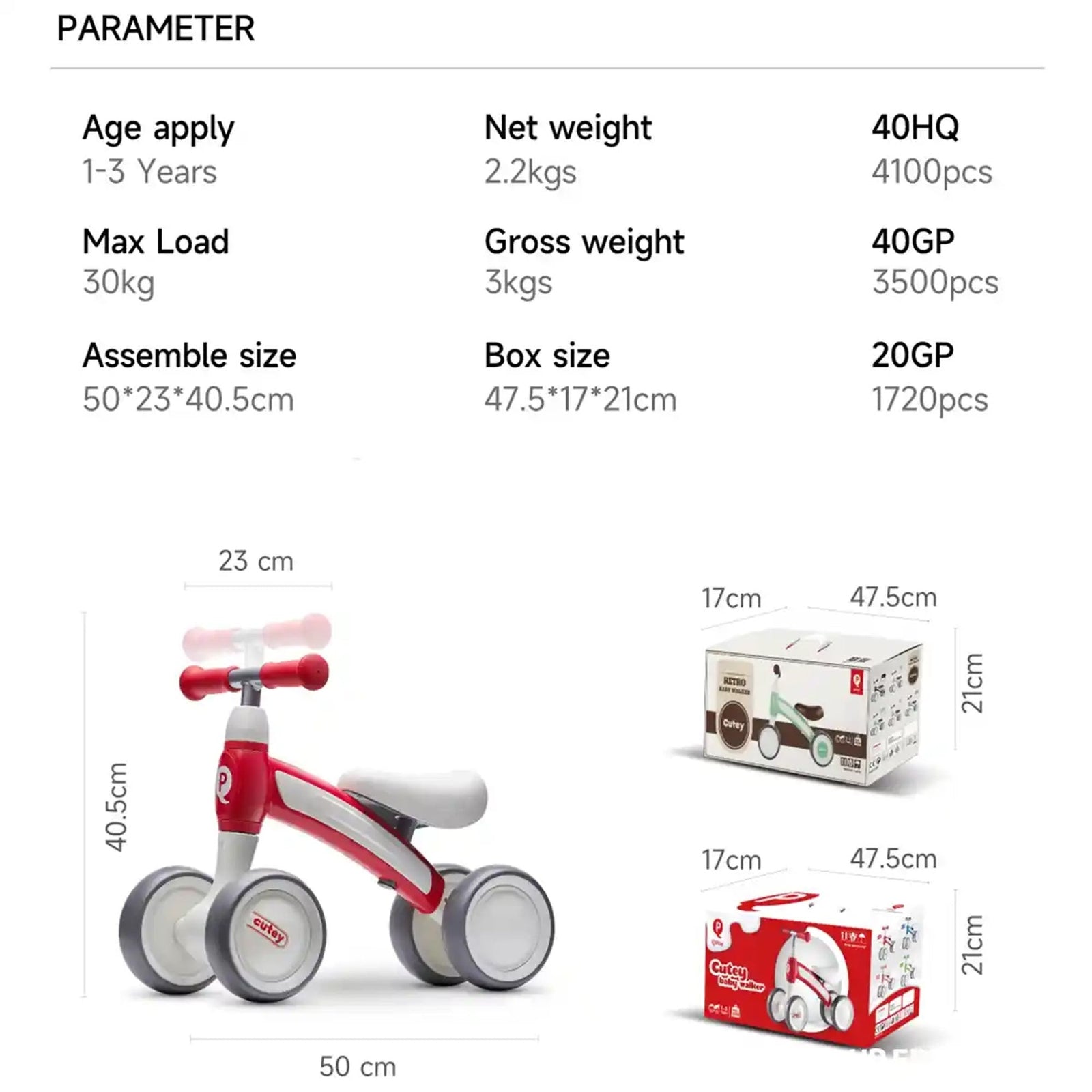 QPLAY CUTEY baby walker pink