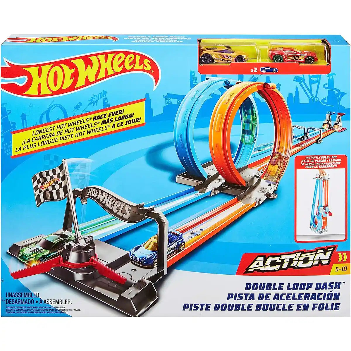 Hot Wheels DOUBLE LOOP DASH TRACKSET