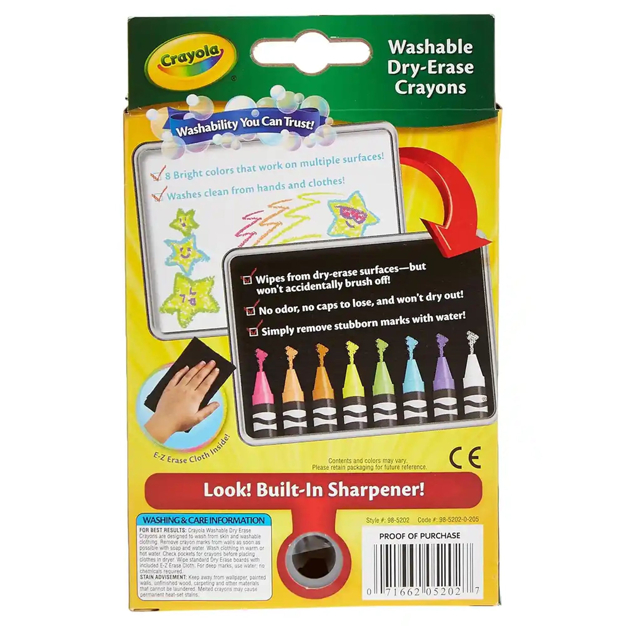 8 ct. Dry-Erase Crayons, Brights, Large Size