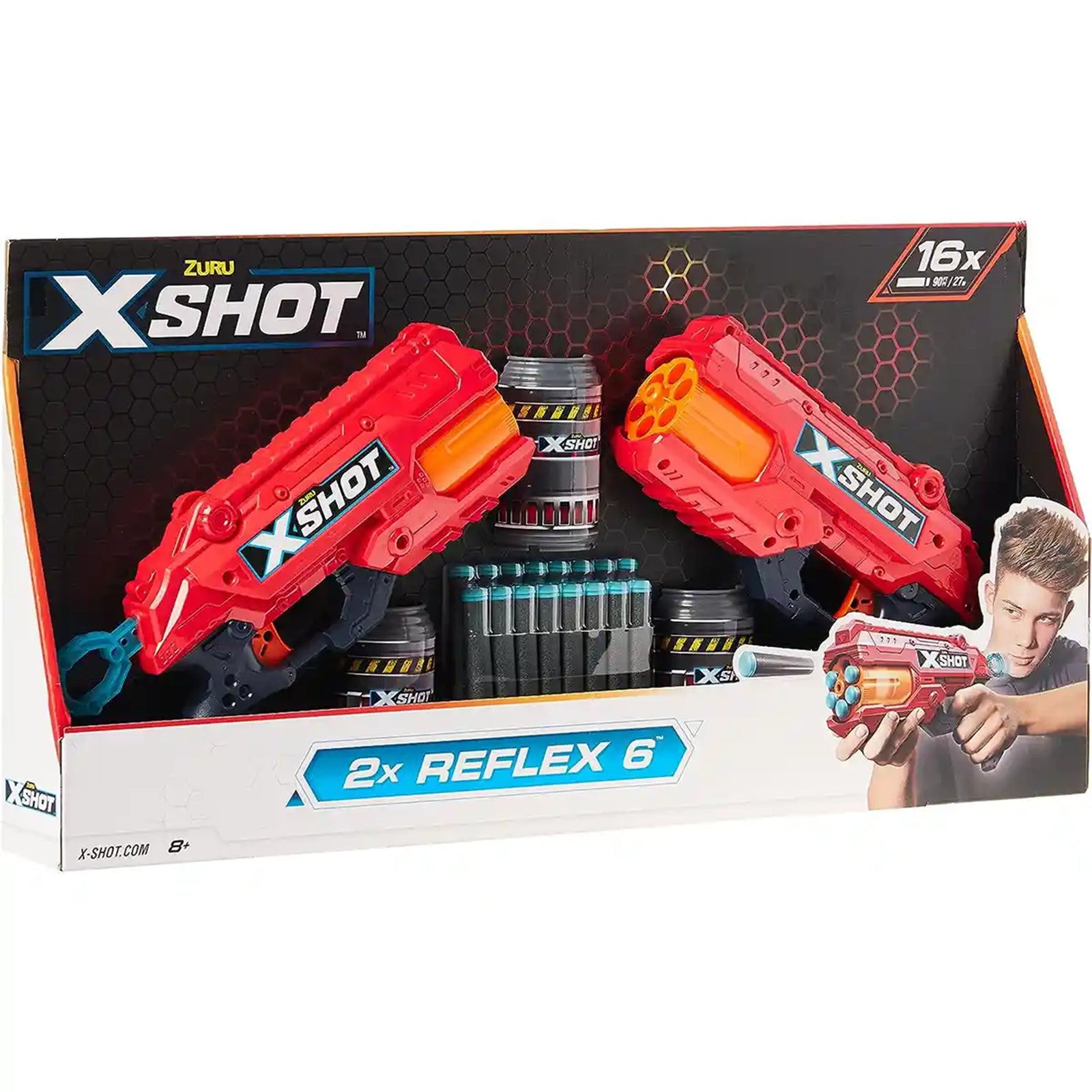 X-SHOT - Excel-REFLEX 6 Double Pack (2 Shooters, 3Cans,16Darts)