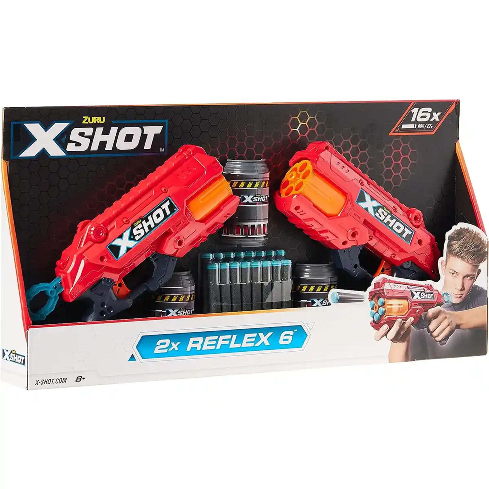 X-SHOT - Excel-REFLEX 6 Double Pack (2 Shooters, 3Cans,16Darts)