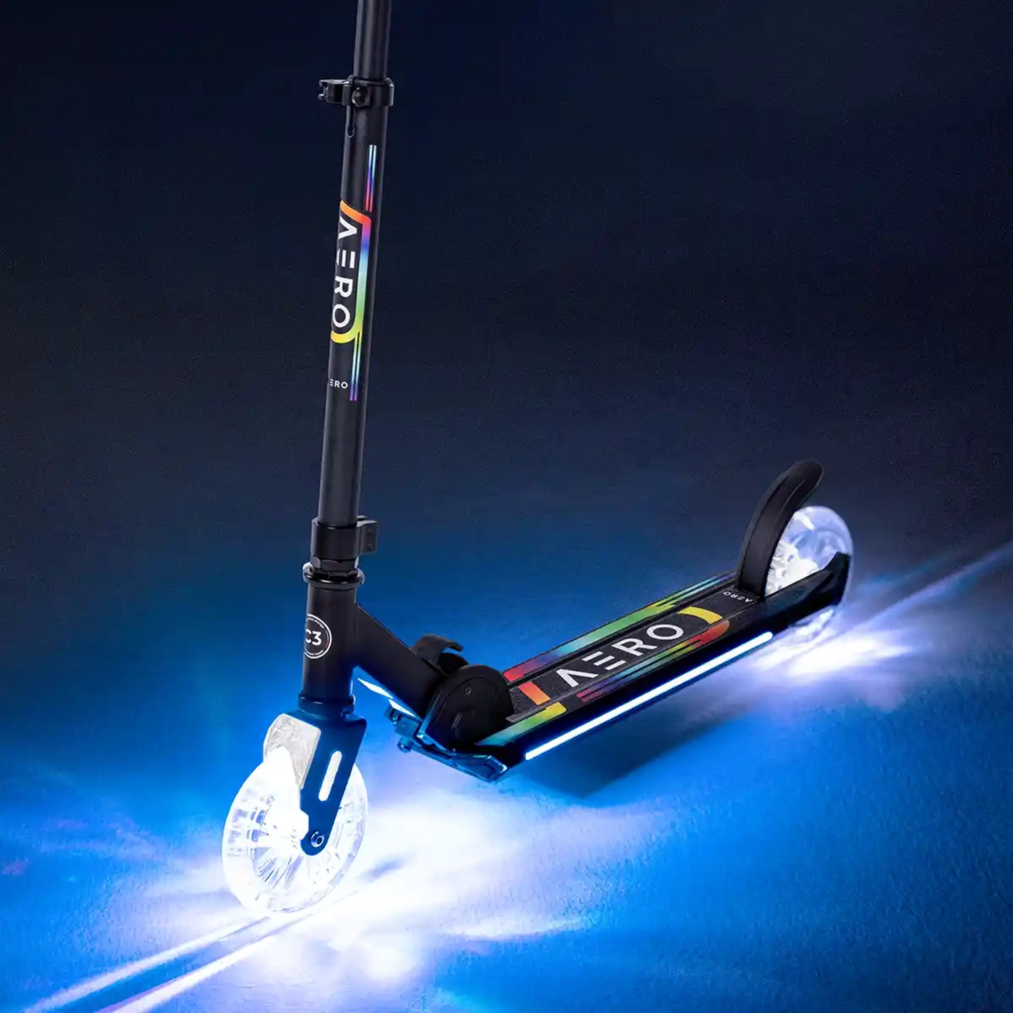 Aero C3 Scooter with RGB lights on the front wheel