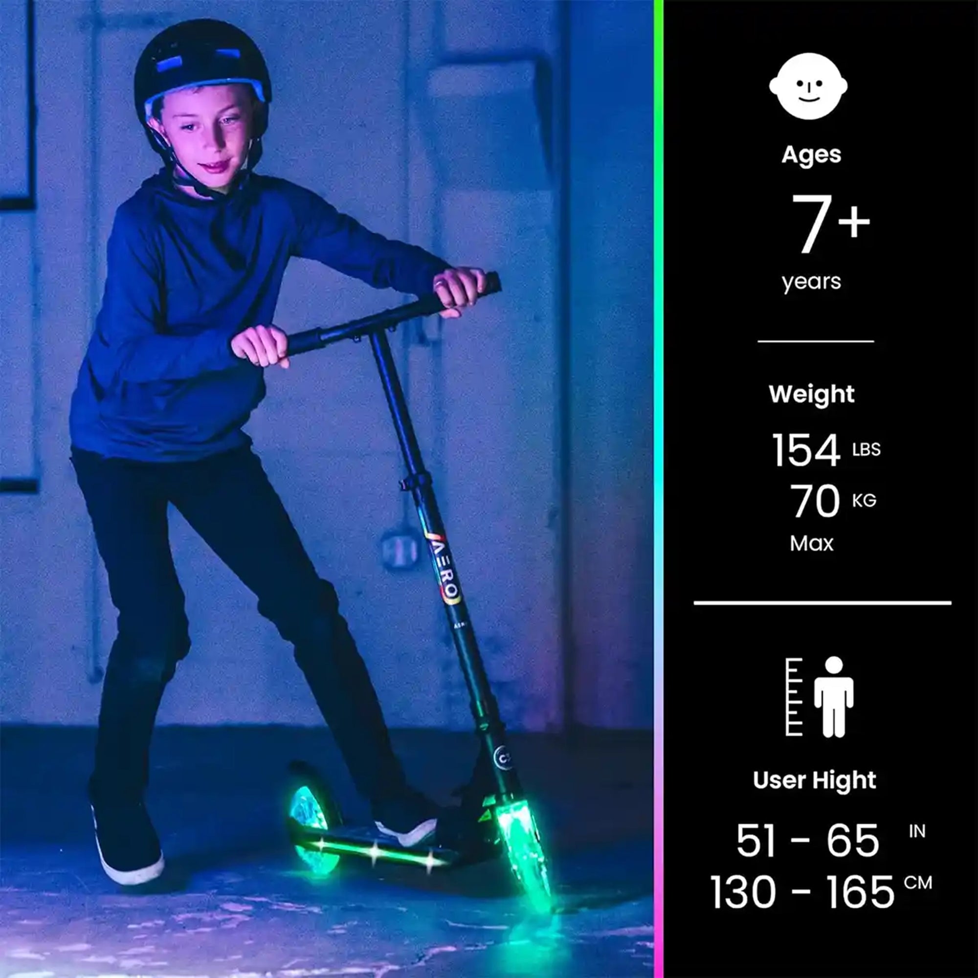 Aero C3 Scooter with RGB lights on the front wheel