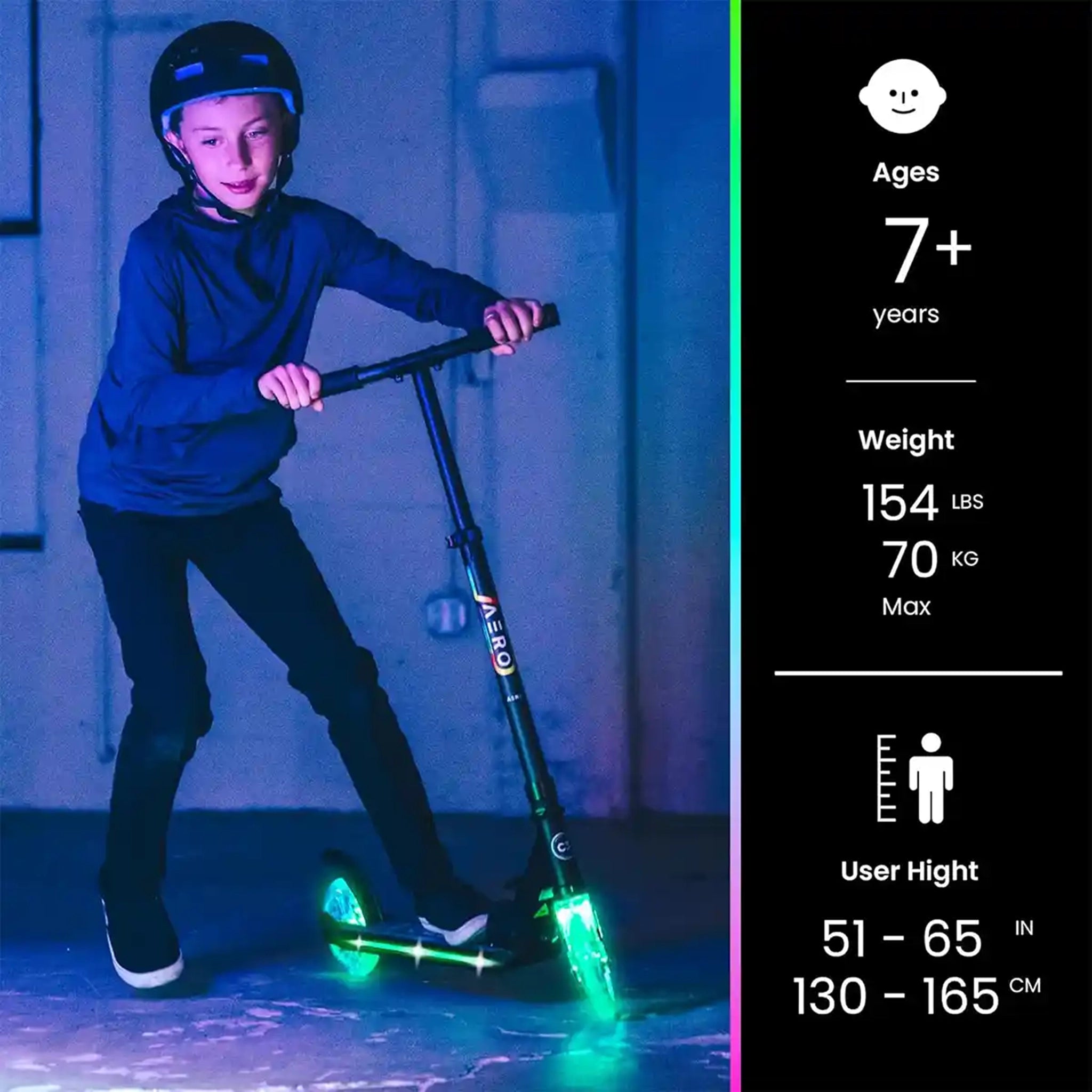 Aero C3 Scooter with RGB lights on the front wheel