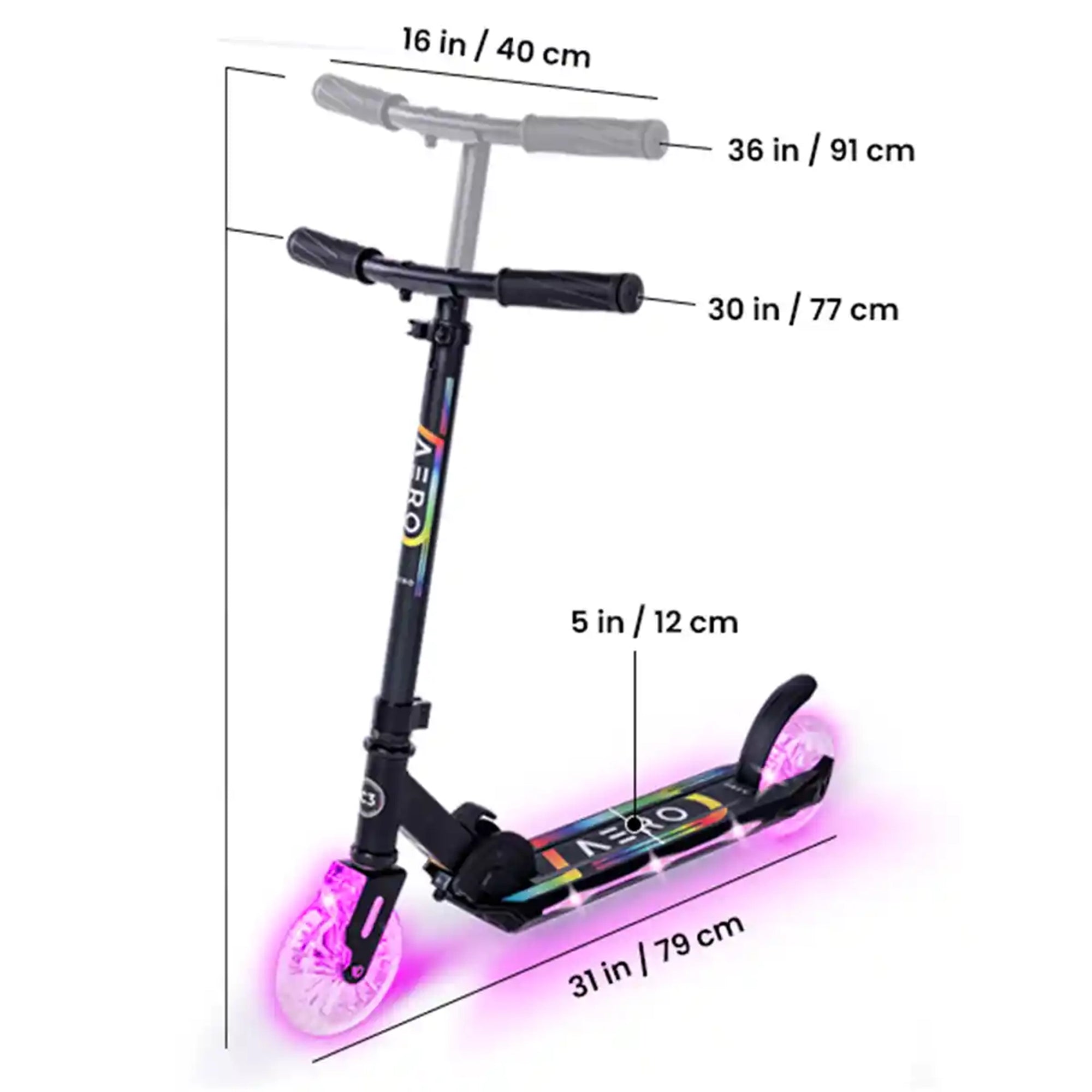 Aero C3 Scooter with RGB lights on the front wheel