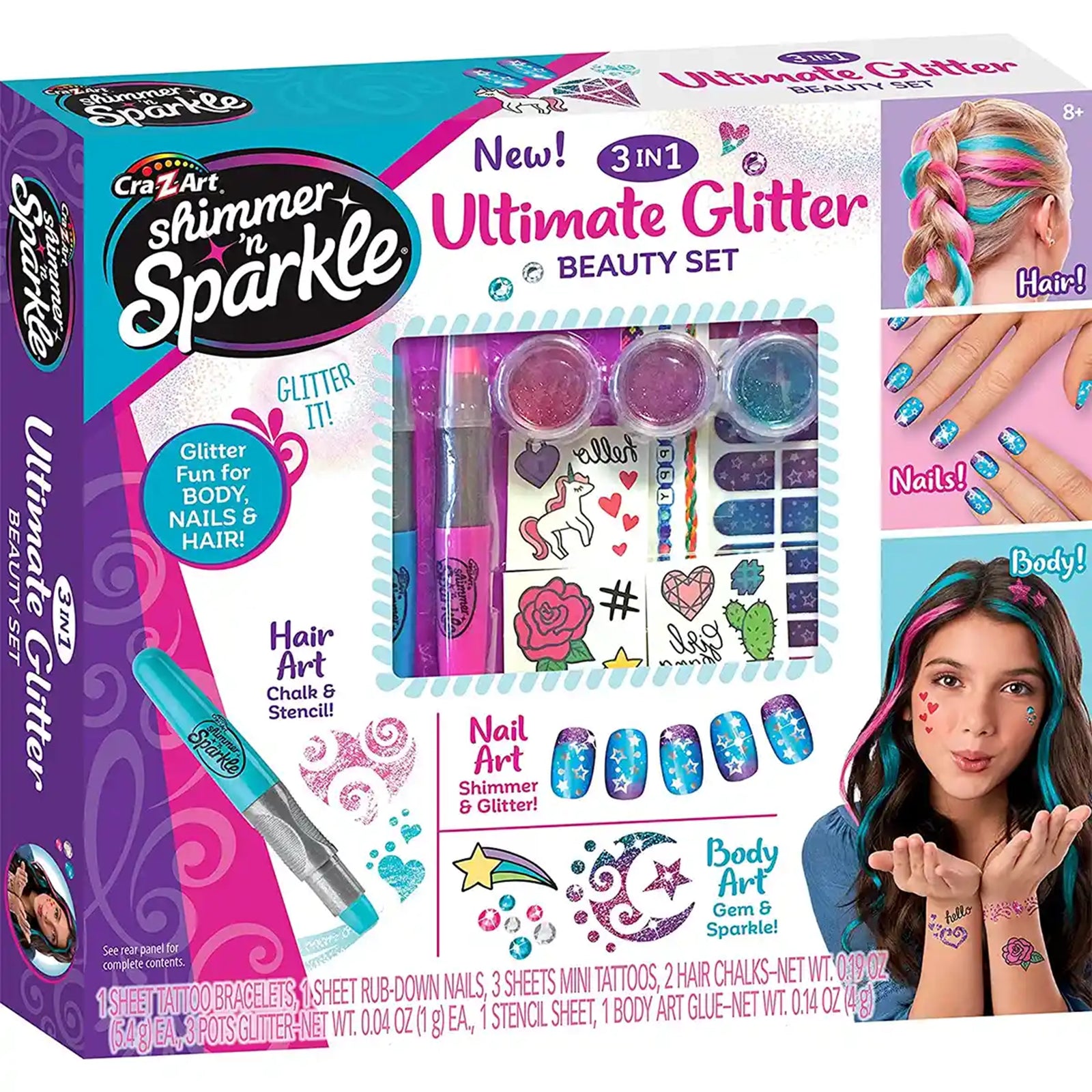 Shimmer n sparkle 3 n1 Ultimate glitter beauty set