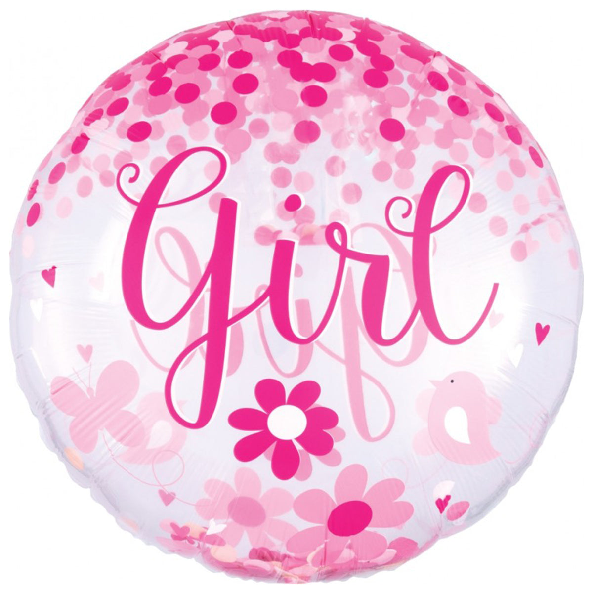 P60 BABY GIRL CONFETTI BALLOON 28in