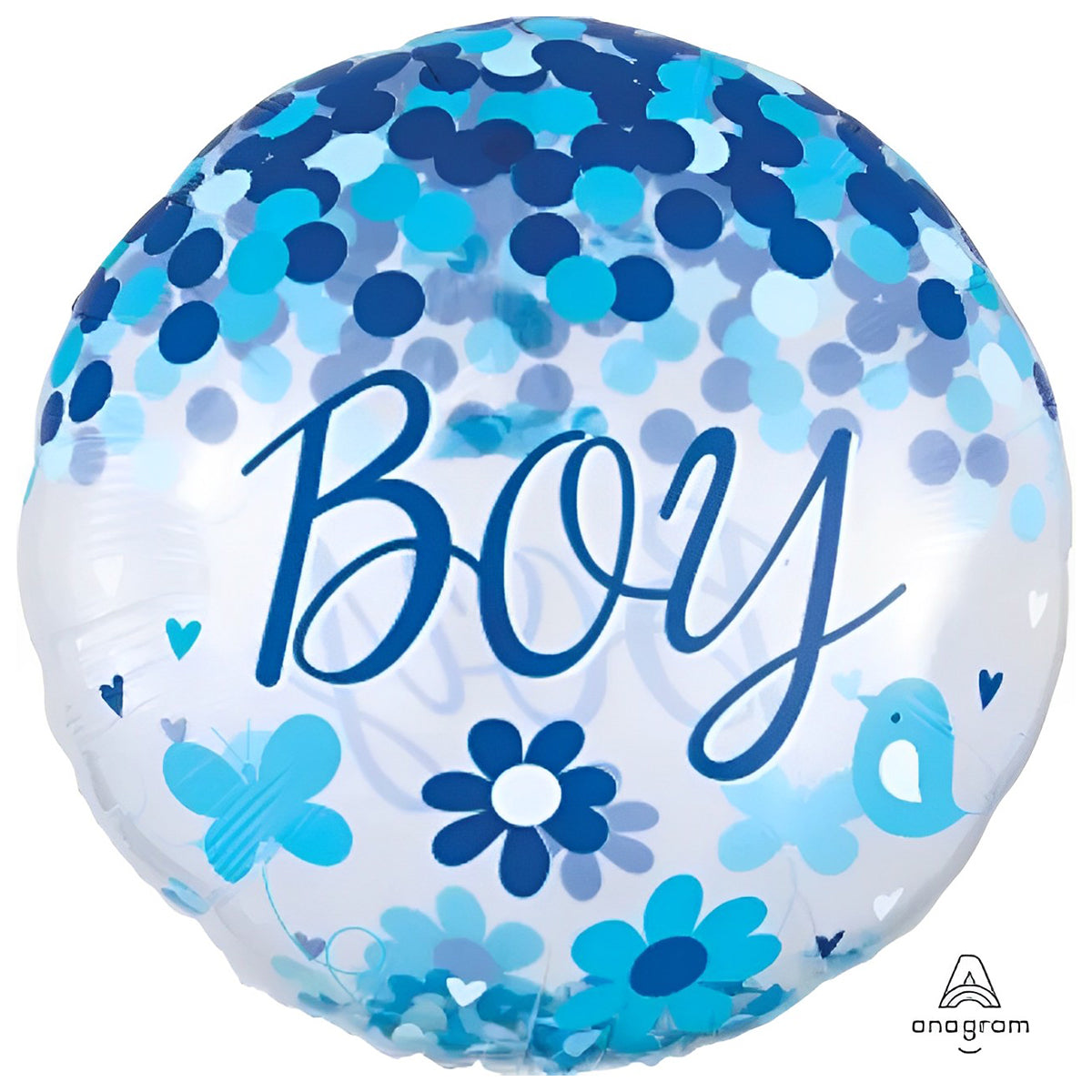 P60 BABY BOY CONFETTI BALLOON 28in