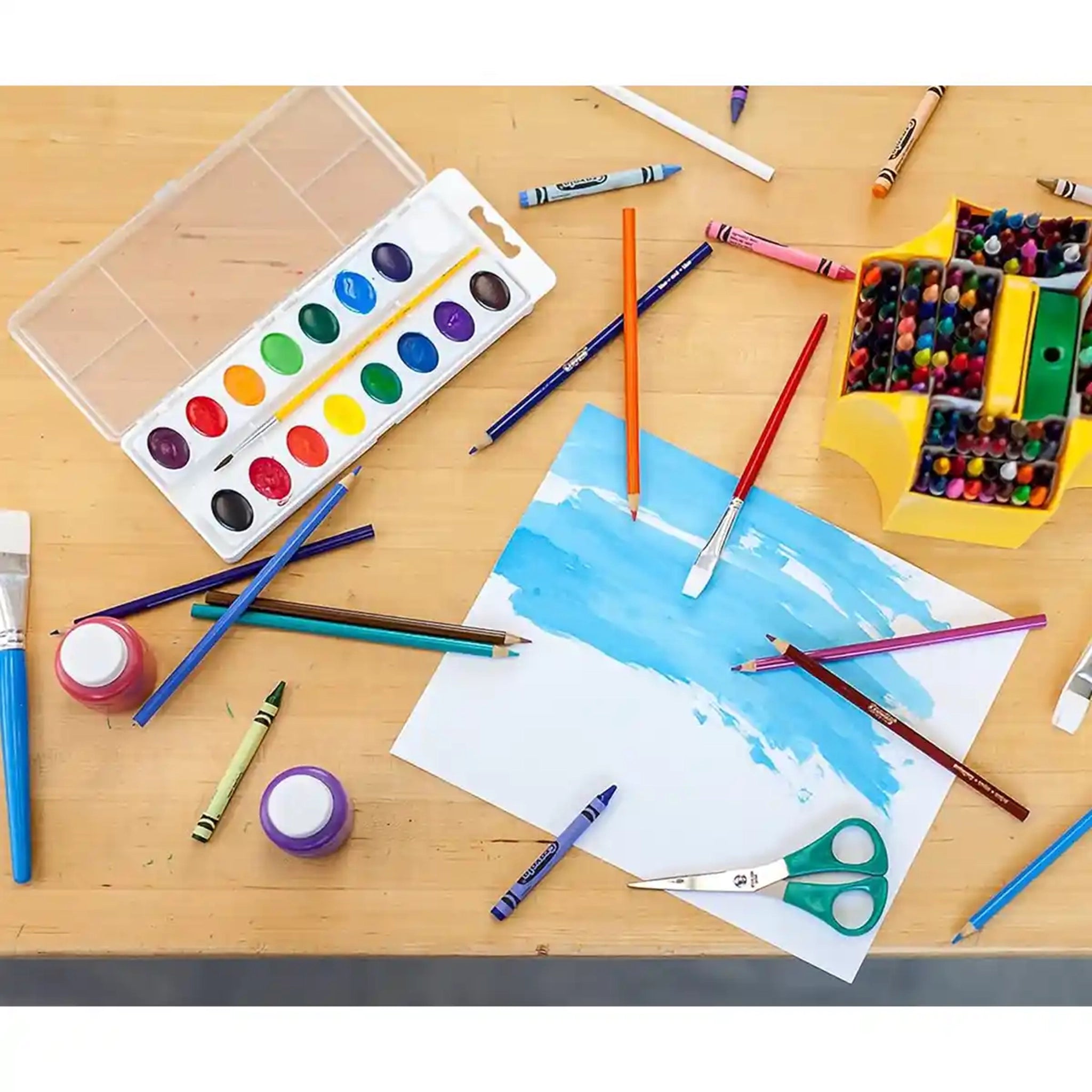 16 Ct. Washable Watercolor Pans W/Brush