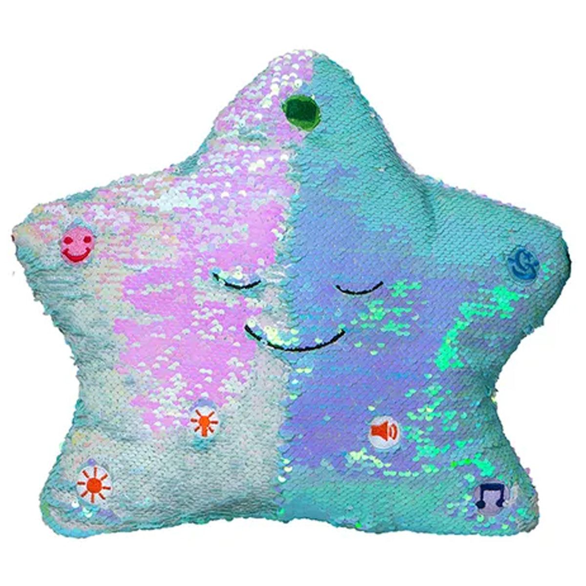NEW My Dua Star Light & Sound Sequins Pillow (Light Blue / Pearl)