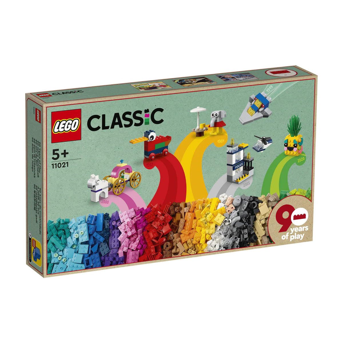 LEGOÂ® Classic 90 Years of Play 11021 Building Kit with 15 Toys for Kids (1,100 Pieces)