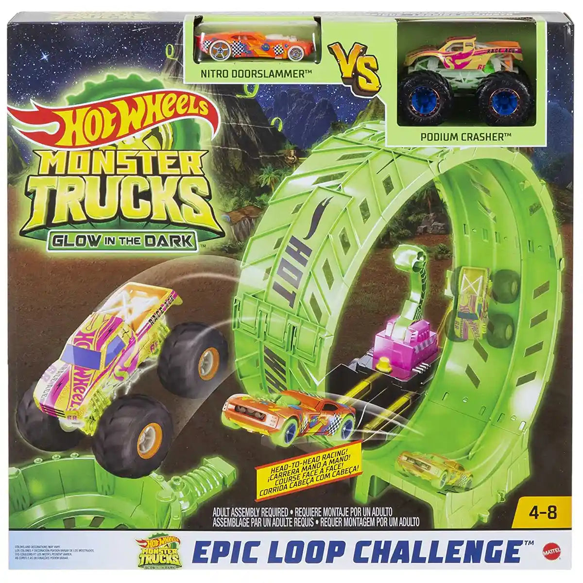 Hot Wheels Mt Glow In The Dark Epic Loop Challenge Play Set