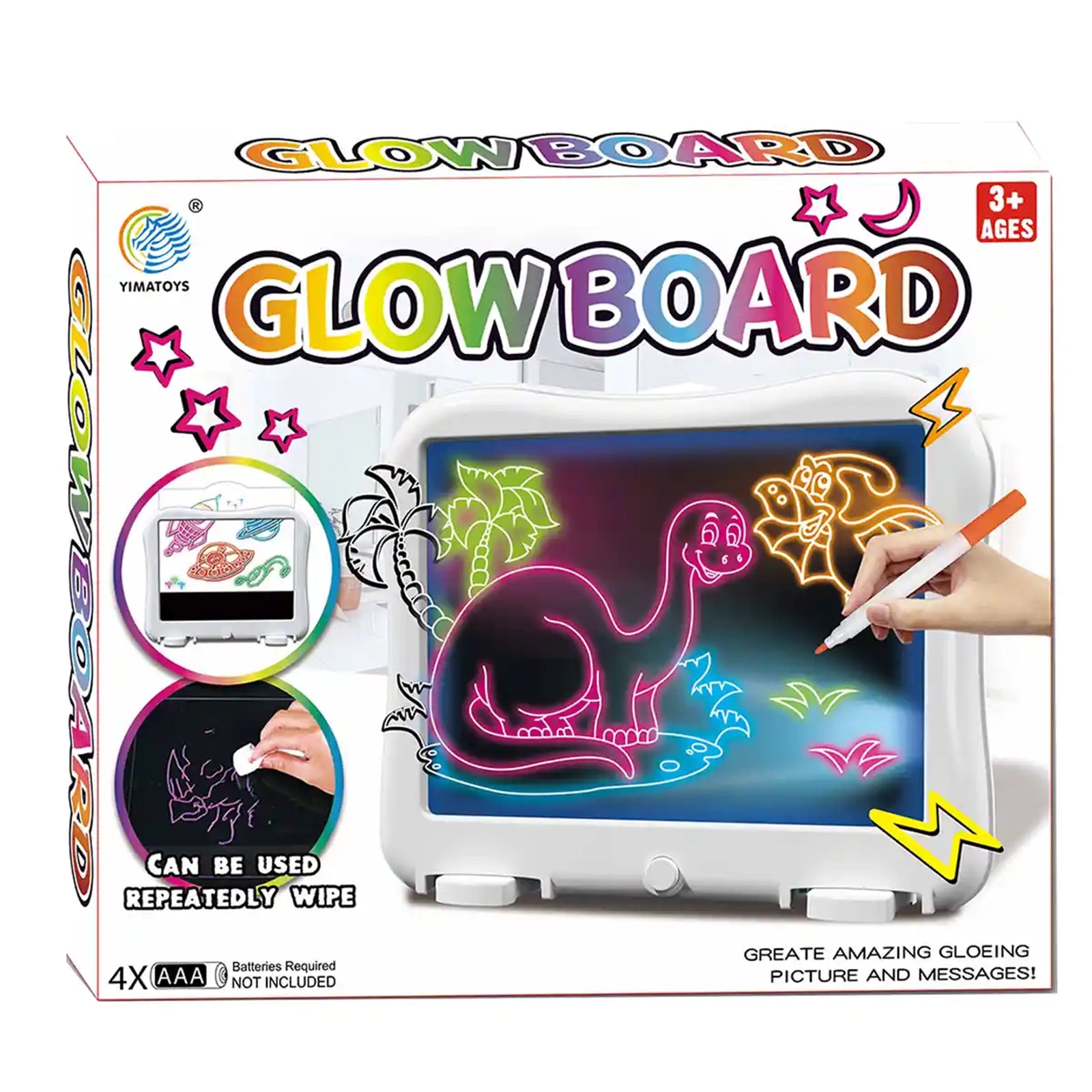 GLOW DRAWING BOARD 48PCS 3YRS+