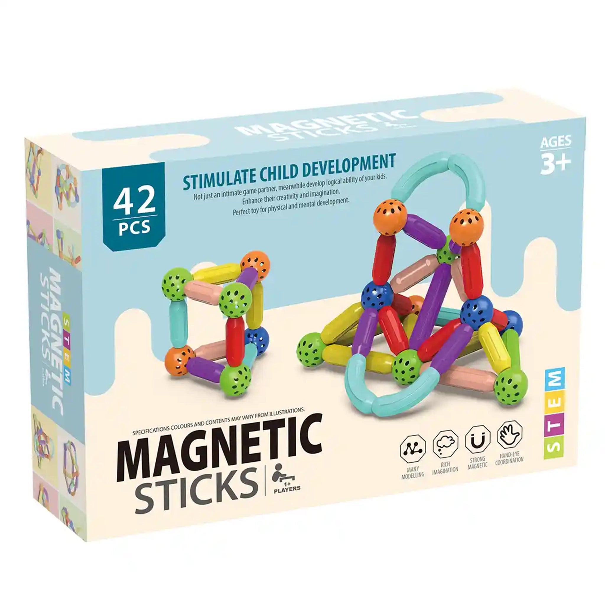 MAGNETIC BUILDING BLOCKS 42PCS 3YRS+
