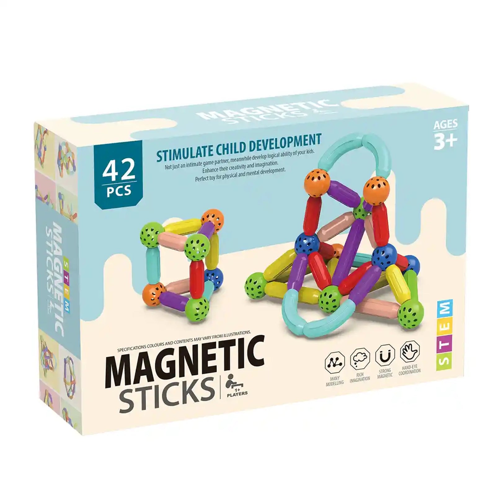 MAGNETIC BUILDING BLOCKS 42PCS 3YRS+