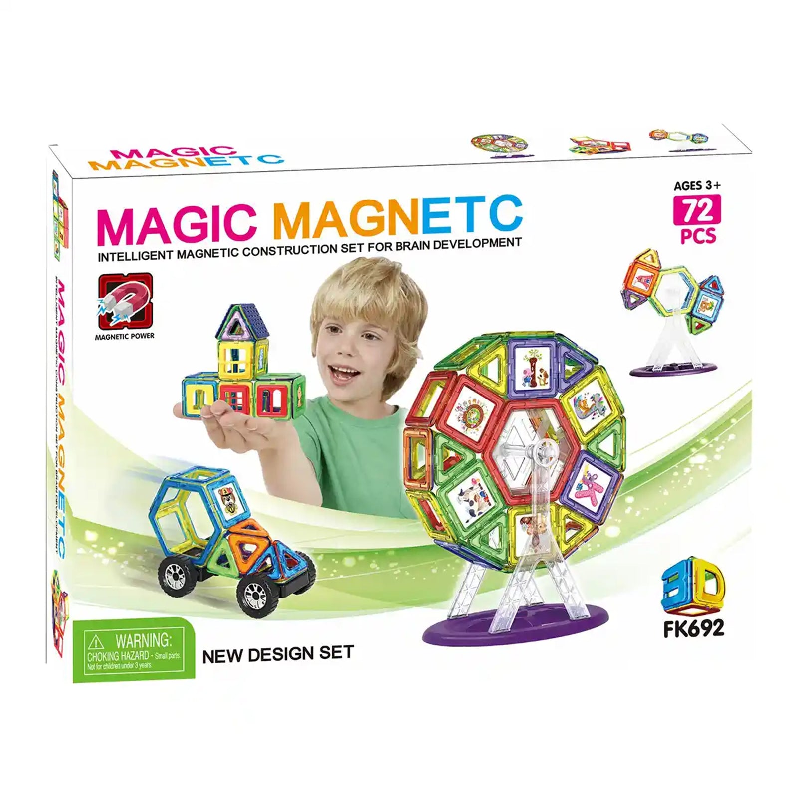 MAGNETIC BUILDING BLOCKS 72PCS 3YRS+