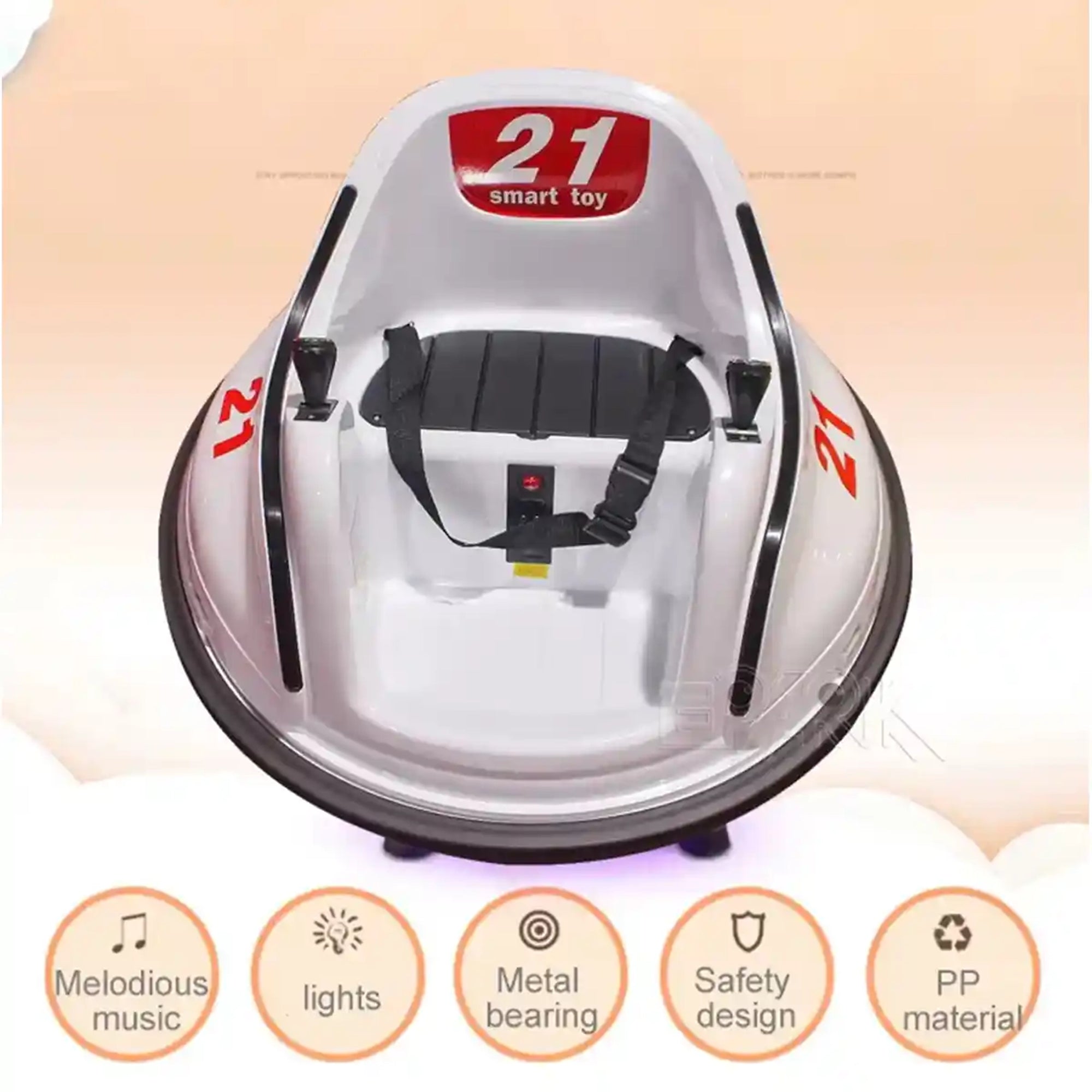 Bumper Spinning  360° Ride On Car White W/ 2motors, Battery:6V7A, 2.4G remote control (B/O)