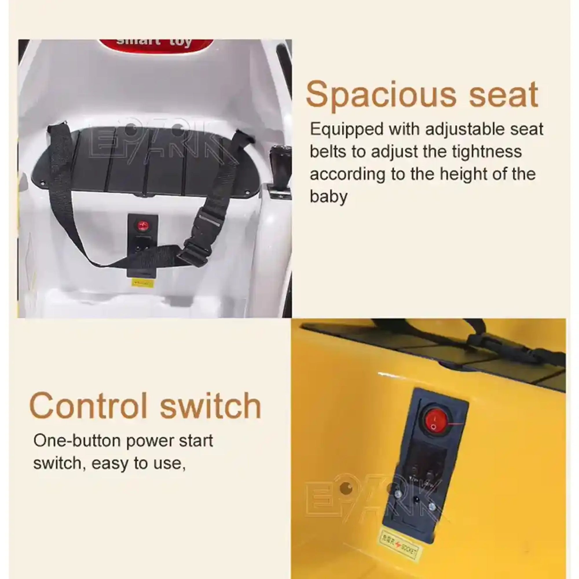 Bumper Spinning  360° Ride On Car White W/ 2motors, Battery:6V7A, 2.4G remote control (B/O)