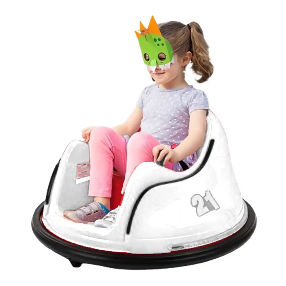 Bumper Spinning 360° Ride On Car White W/ 2motors