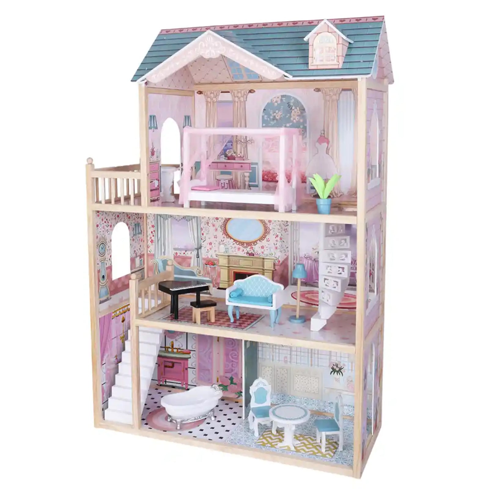 Edufun Wooden Chalotte doll house(11 acc) 3-5YRS