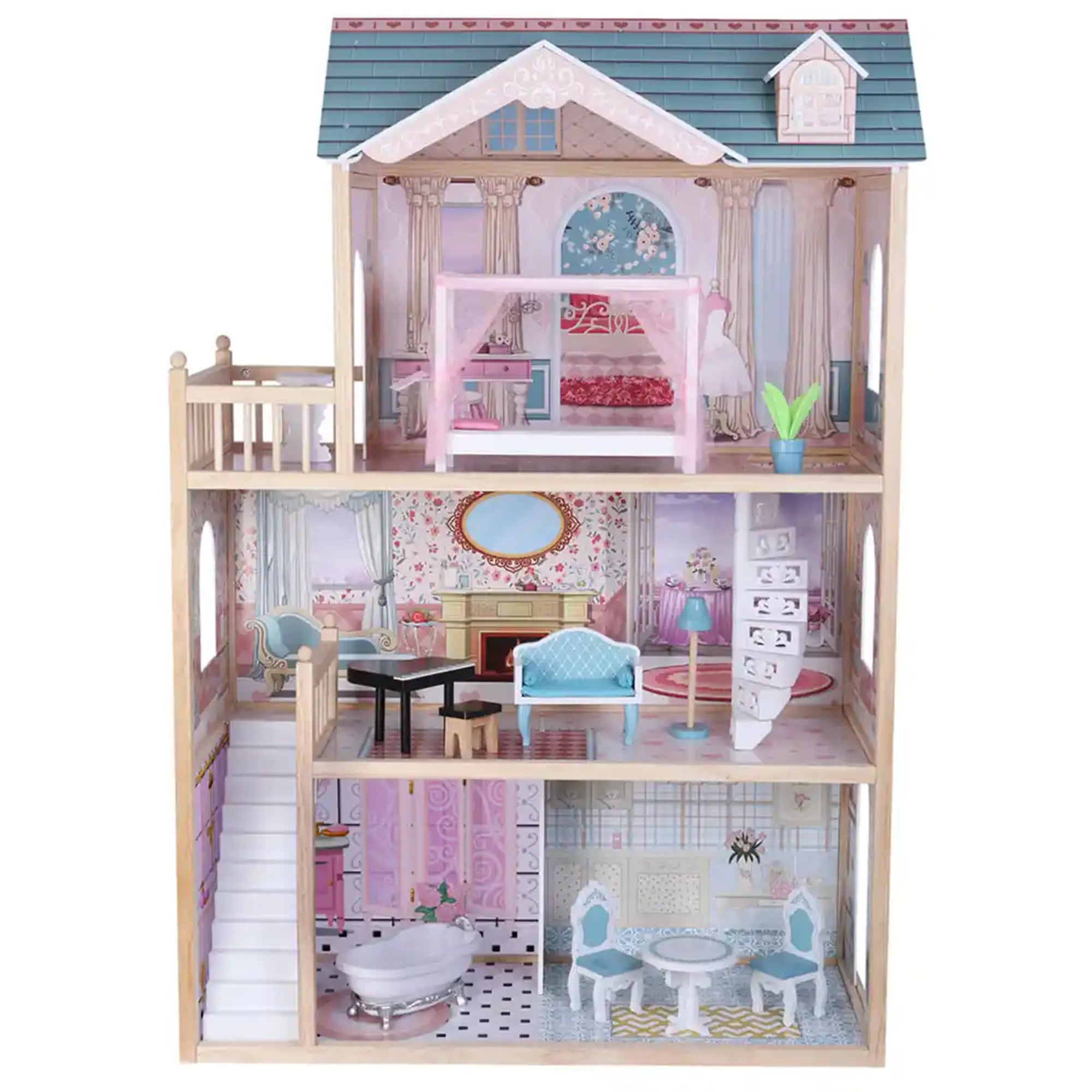 Edufun Wooden Chalotte doll house(11 acc) 3-5YRS