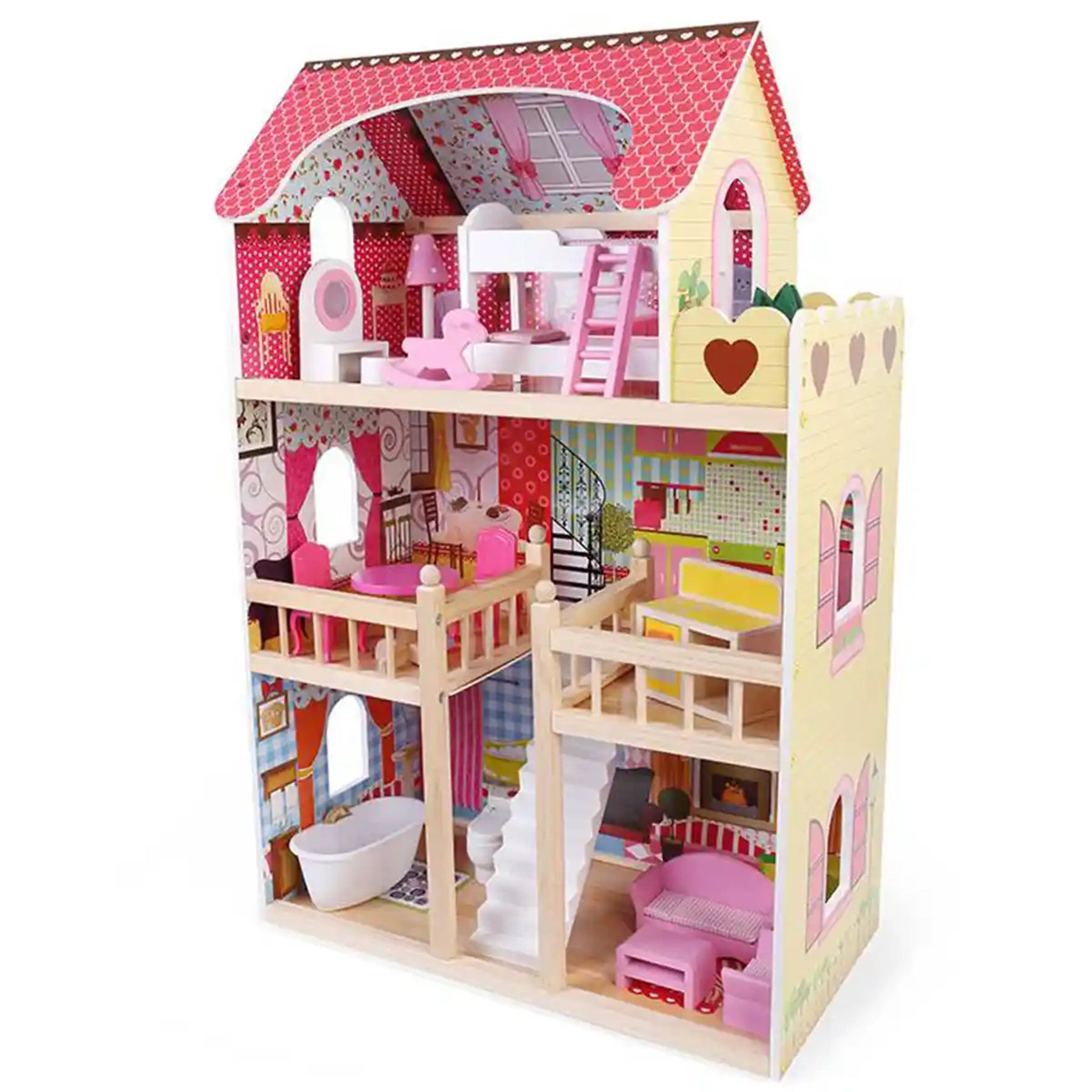 Edufun Wooden  Emily's doll house (15 furniture) 3-5YRS