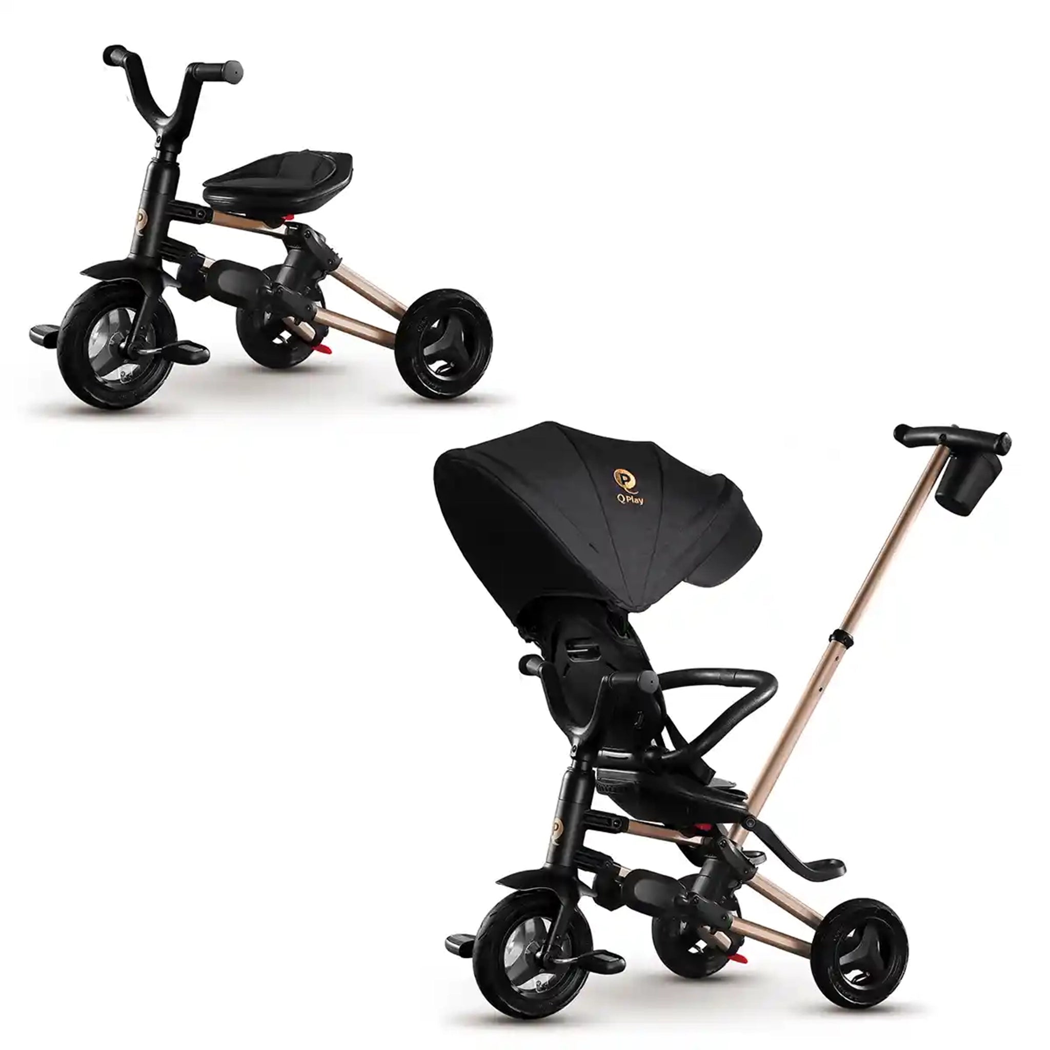 QPLAY NOVA RUBBER folding trike limited version golden