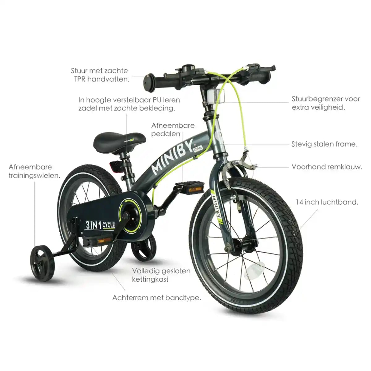 QPLAY MINIBY 3in1 bicycle (14inch) Green