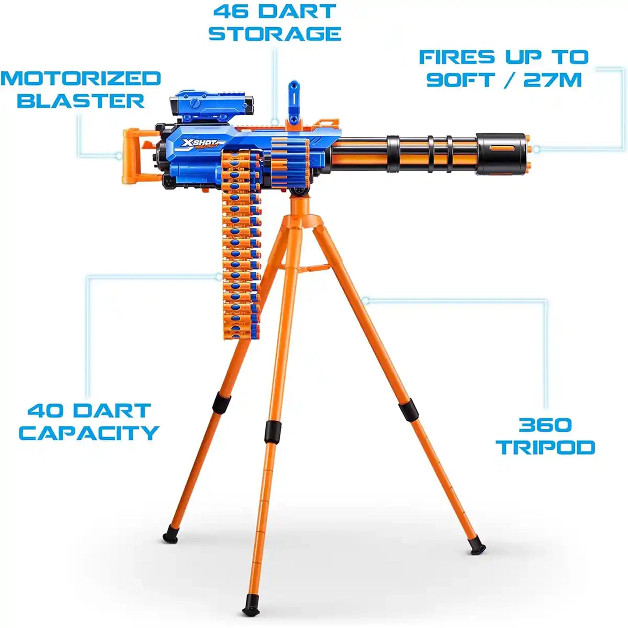 X-Shot Insanity-Motorized Age Fire Gatling Gun With Tripod
