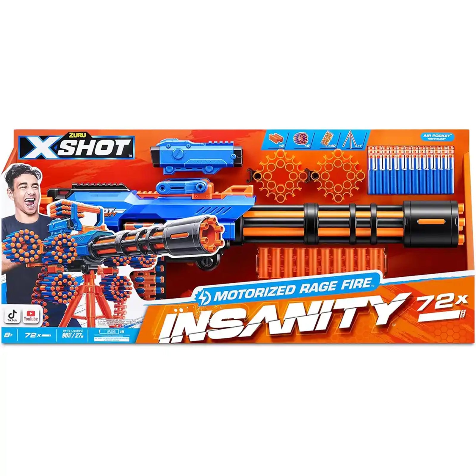 X-Shot Insanity-Motorized Age Fire Gatling Gun With Tripod