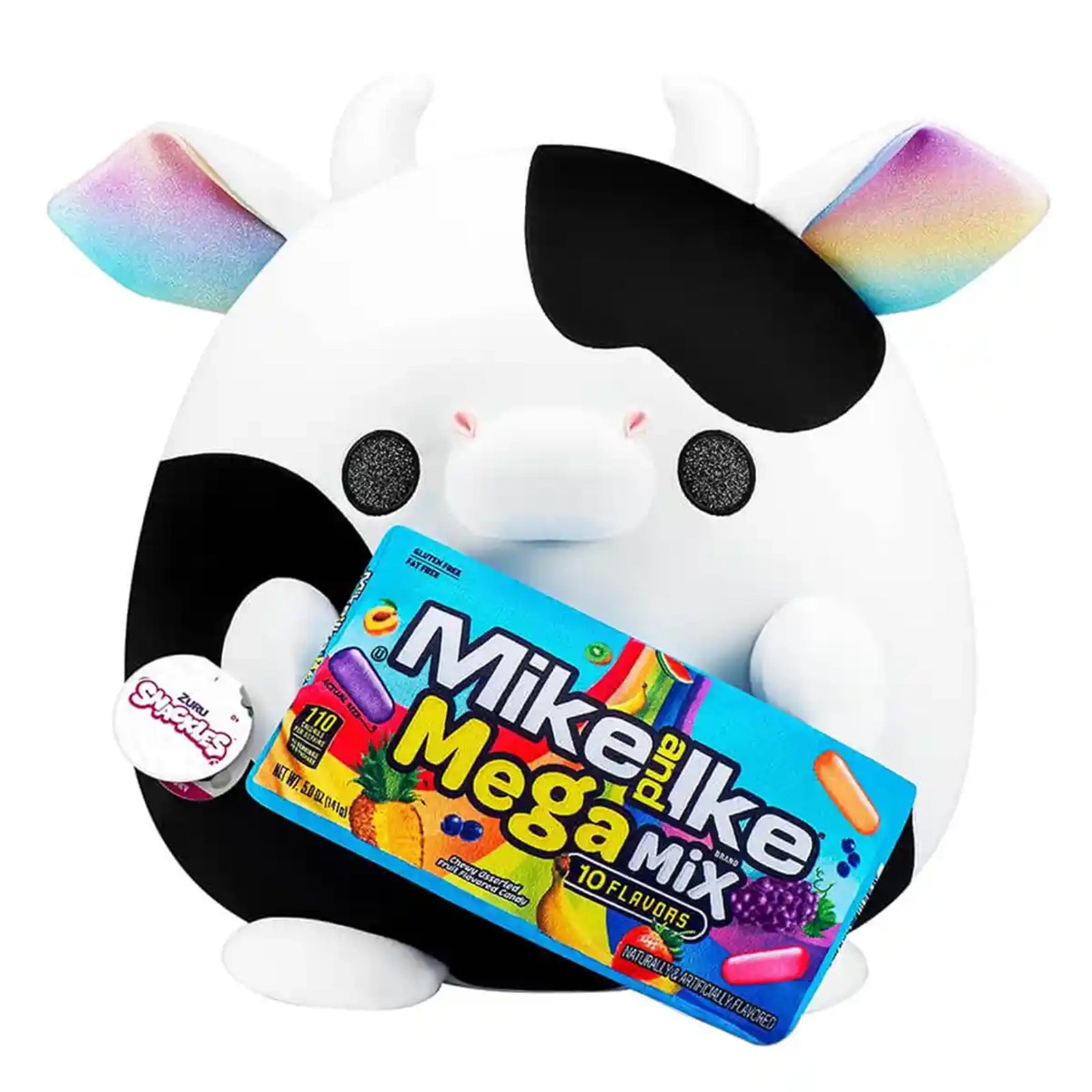Snackles Medium - Cow holding PLUSH Mike&Ike Berry Blast