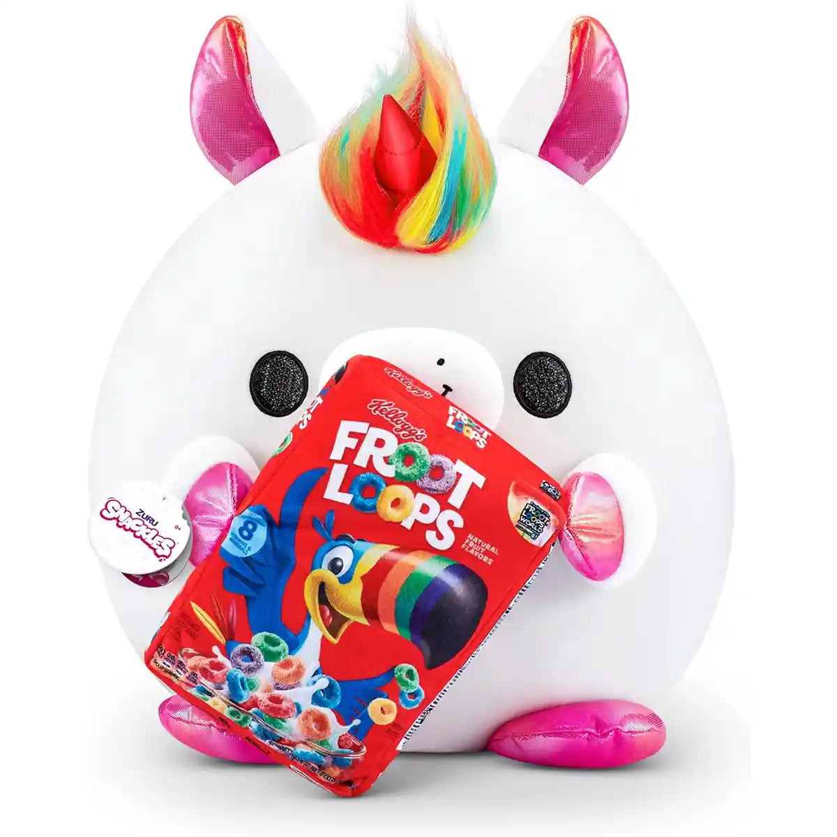Snackles Medium - Unicorn holding PLUSH Kellogg's Froot Loops 10.1 OZ