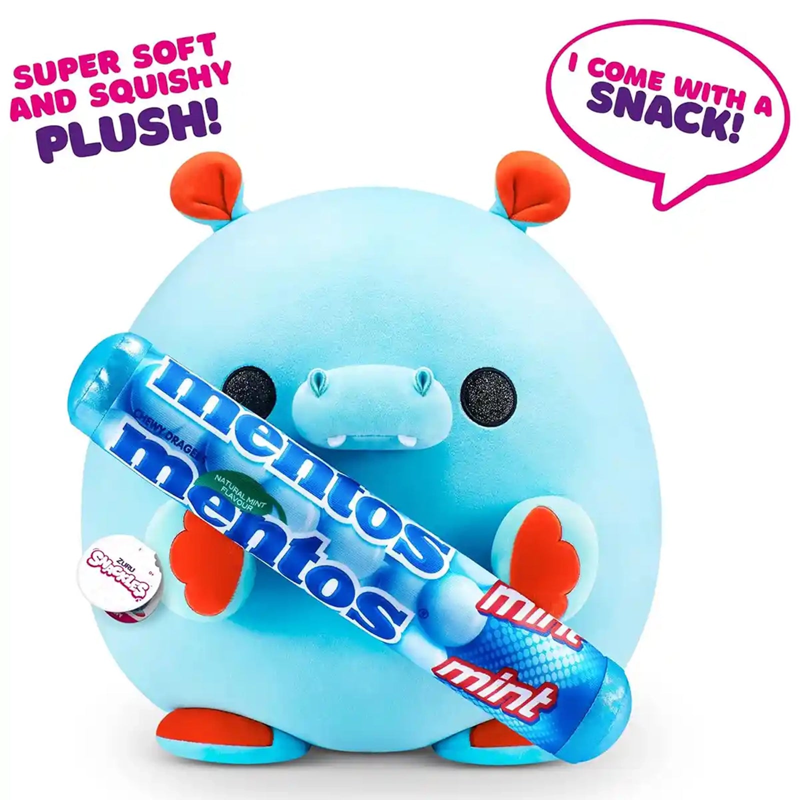 Snackles Medium - Hippo holding PLUSH Mentos Mint Flavour