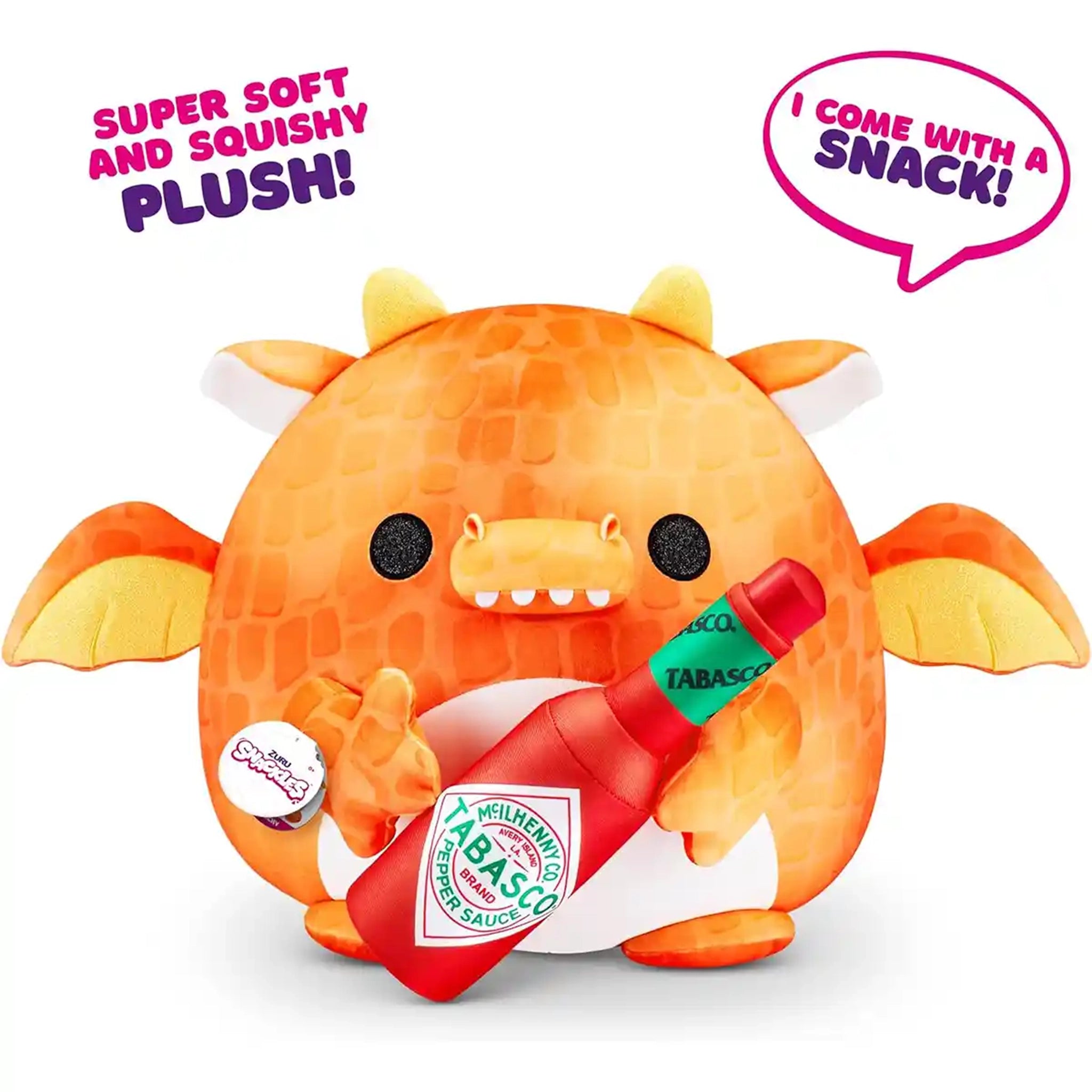 Snackles Medium - Dragon holding PLUSH Tabasco Red Pepper Sauce