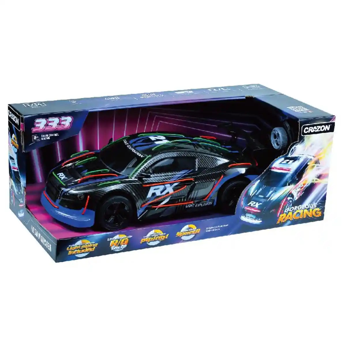 Crazon 1:10 Racing Car With Gl Wire Cool Lights 3yrs+