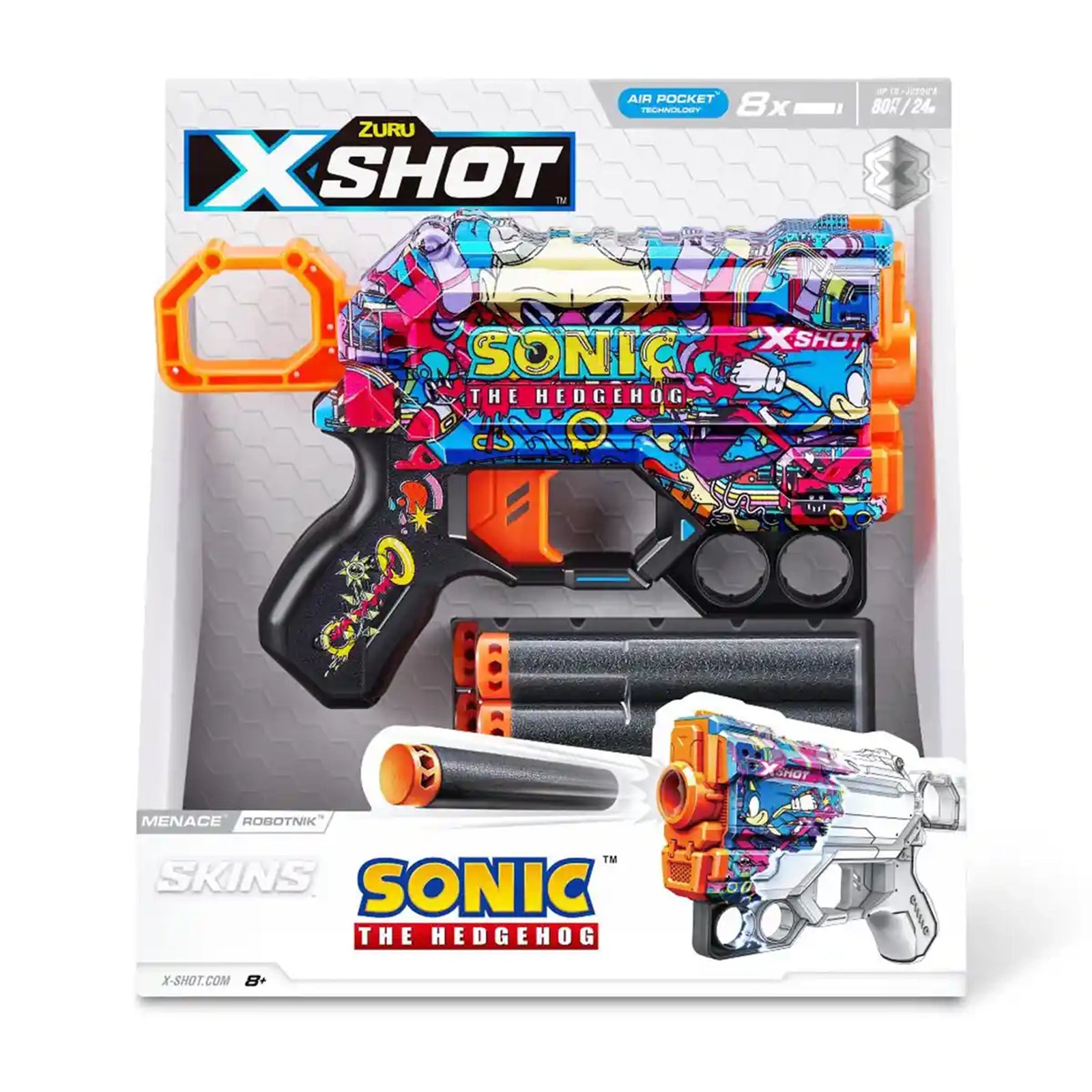 X-Shot Skins Menace Sonic Blue (8 Darts)