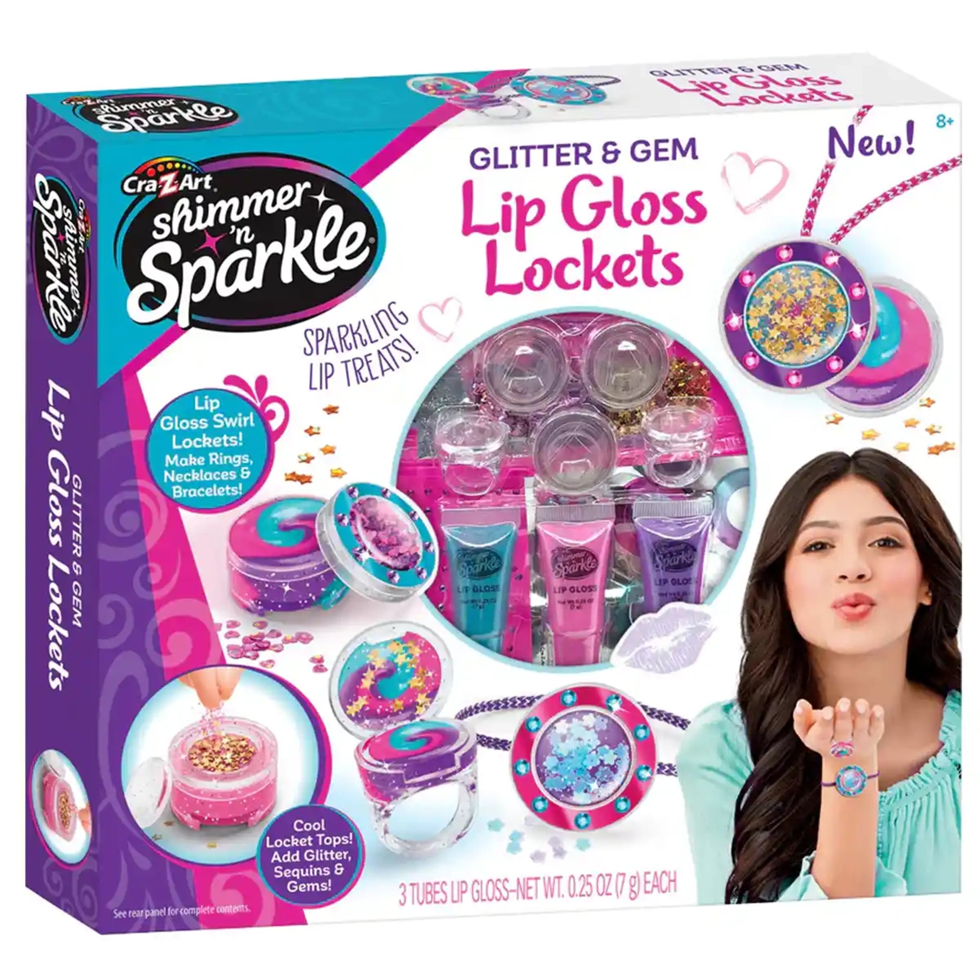SNS Glitter & Gem Lip Gloss Locket