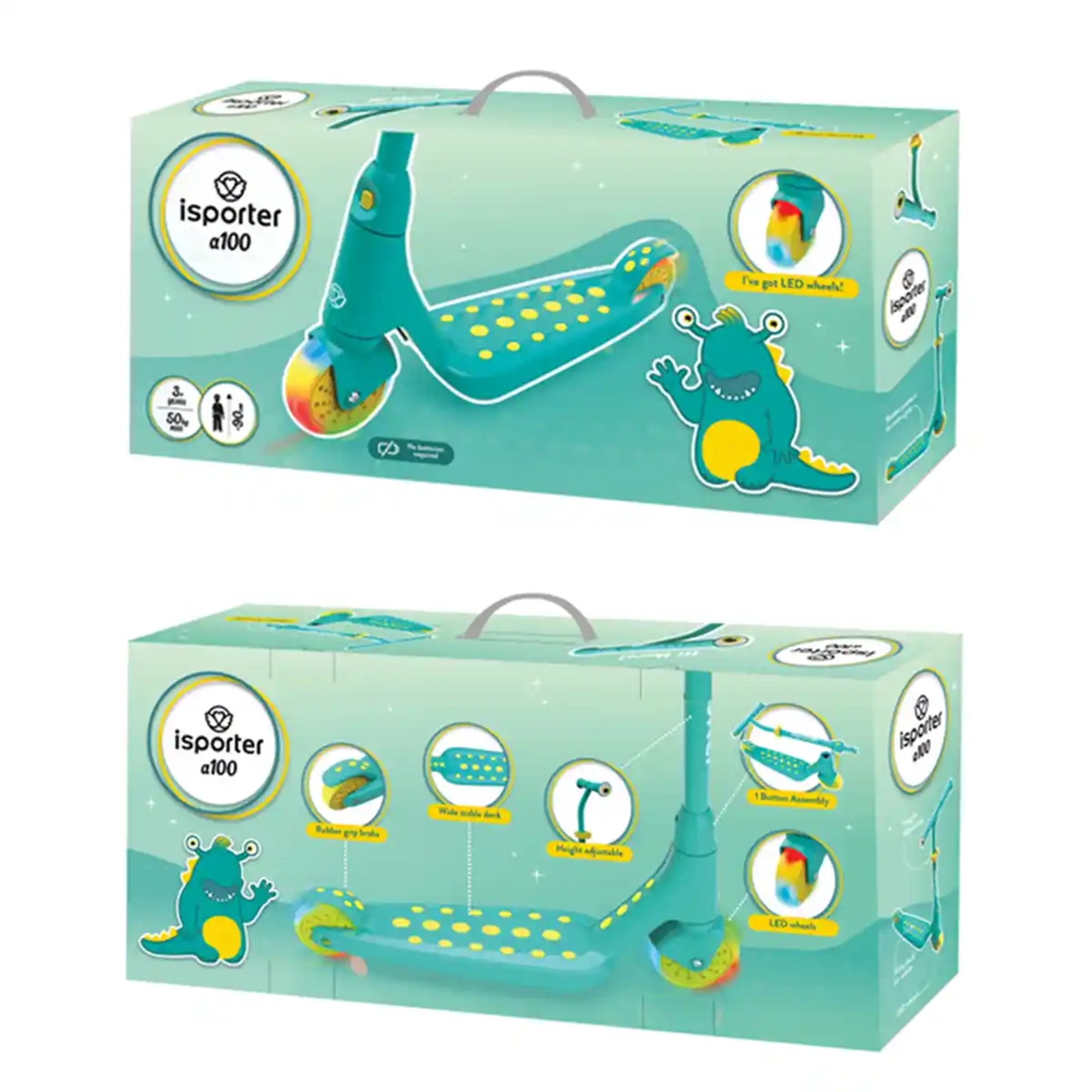 iSporter Junior Scooter A100_Teal; wheels w/ light