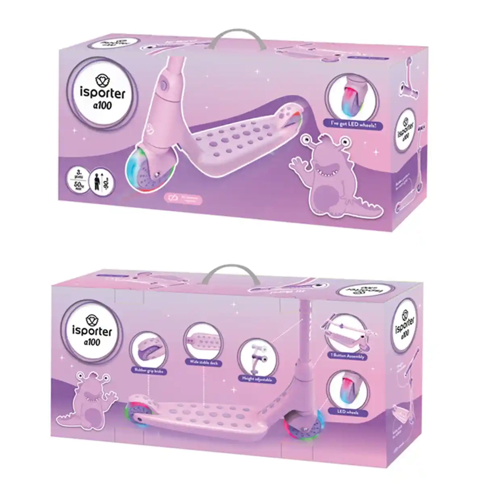 iSporter Junior Scooter A100_Pink; wheels w/ light