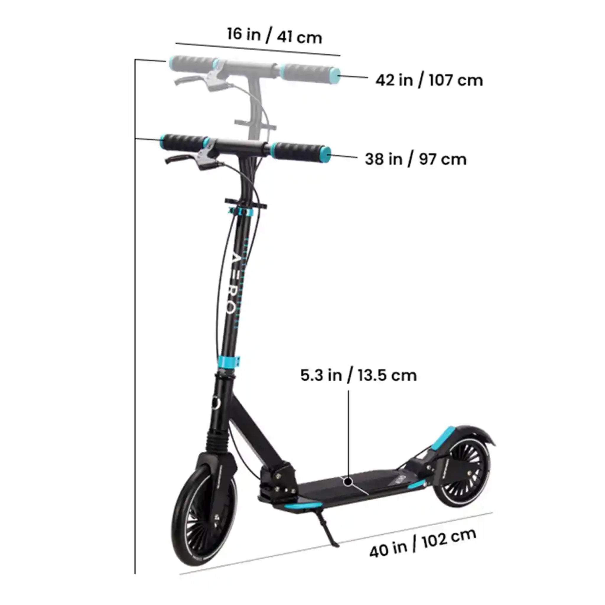 Aero adult scooter with double suspension and disc brake A230_Blue