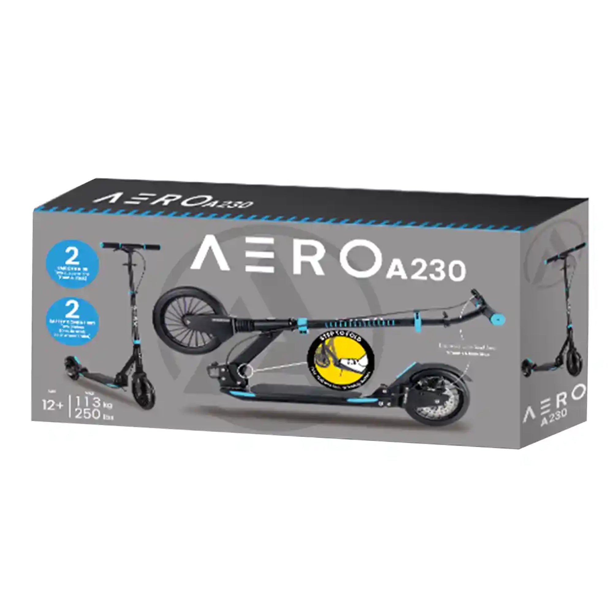 Aero adult scooter with double suspension and disc brake A230_Blue