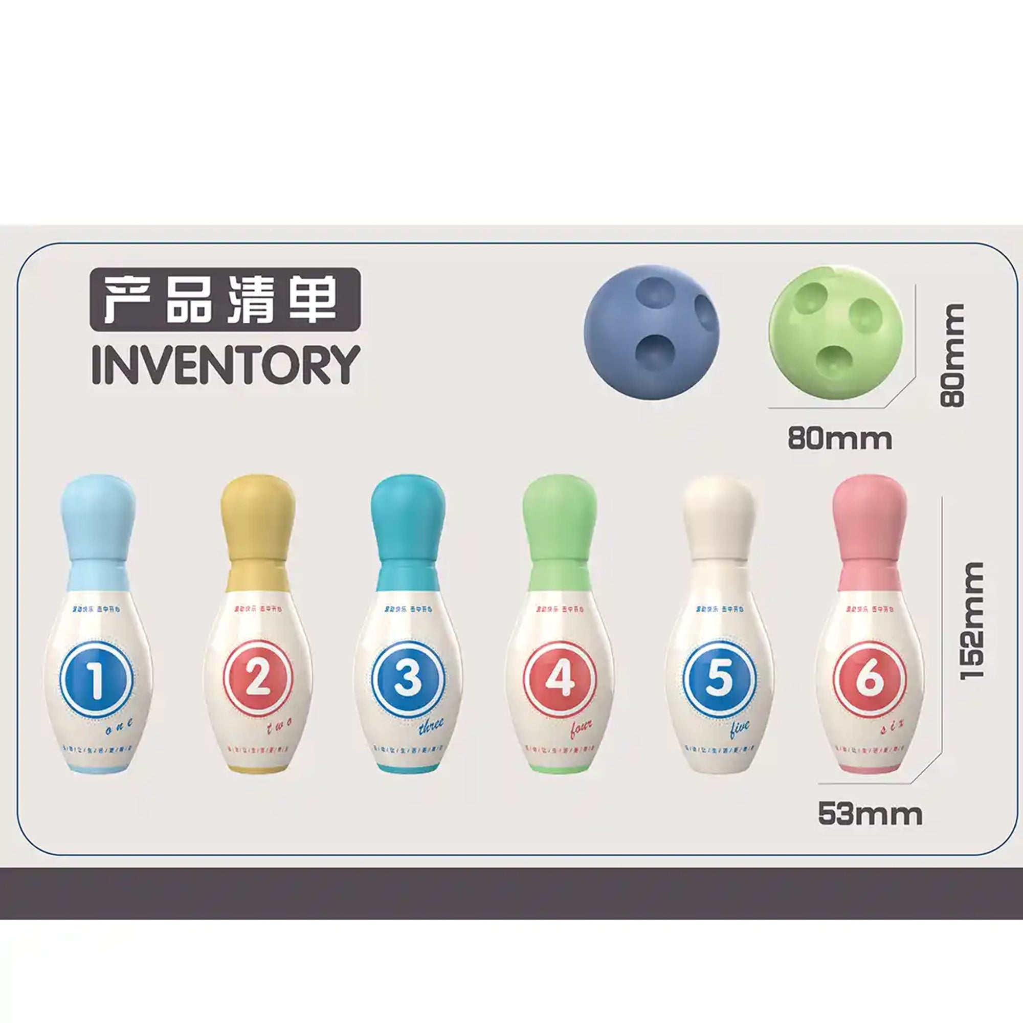 Baby Toddler Plastic Bowling Set (6bowling pin+2balls)