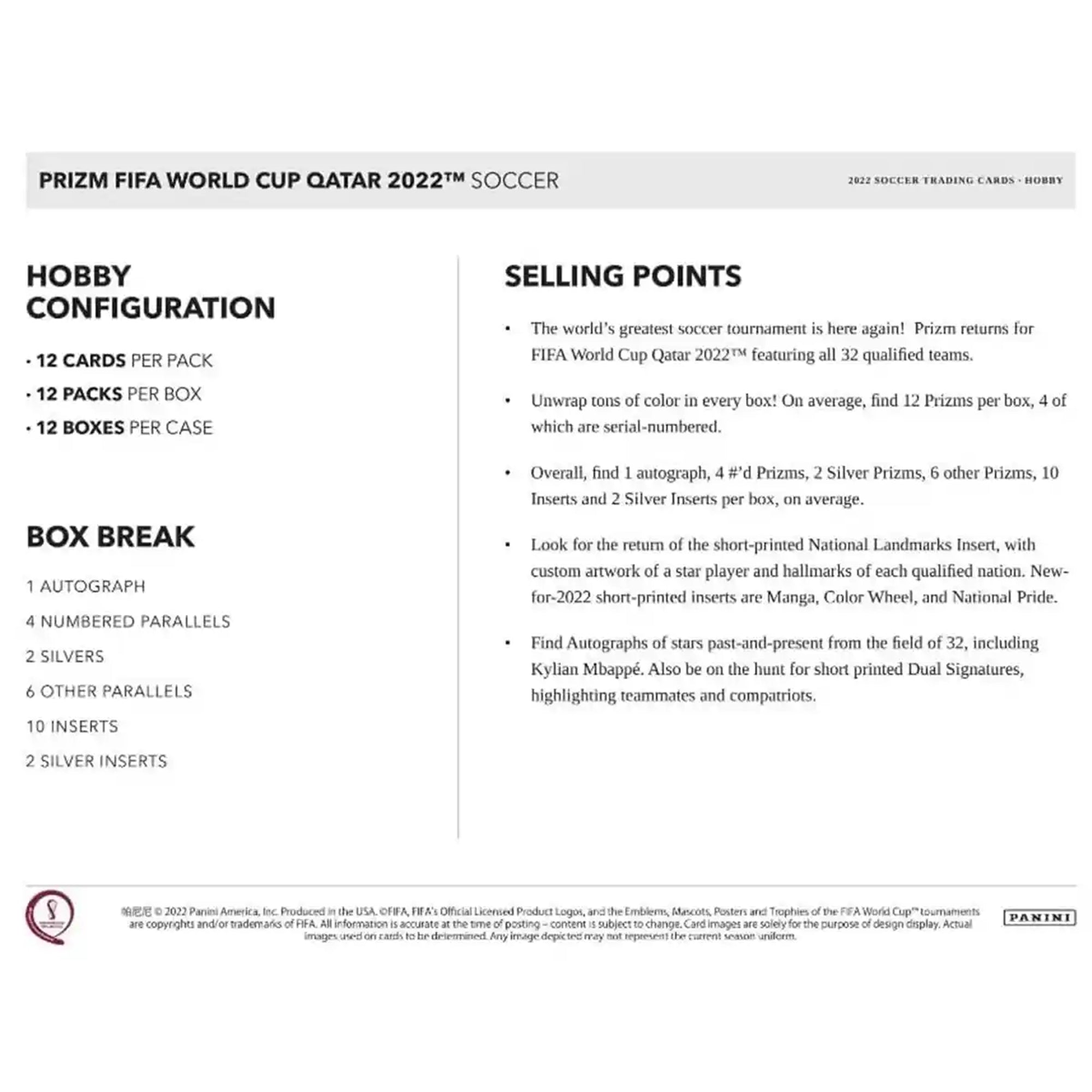 2022 PANINI PRIZM FIFA WORLD CUP SOCCER HOBBY