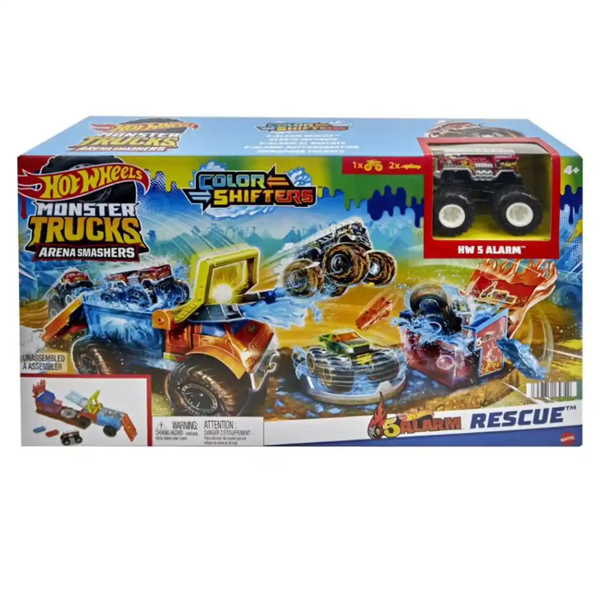 Hot Wheels MT Arena Smashers: 5 Alarm's Color Shifter Water Blast Smash Playset